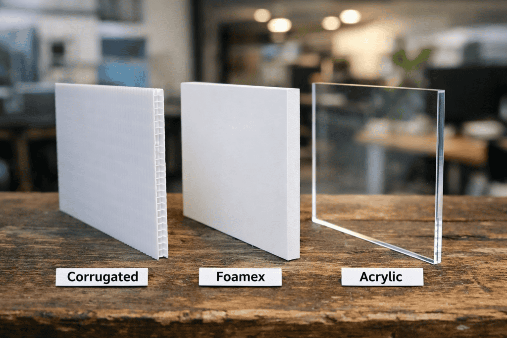 Corrugated vs Foamex vs Acrylic