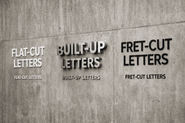 Flat-Cut vs Built-Up vs Fret-Cut Letters