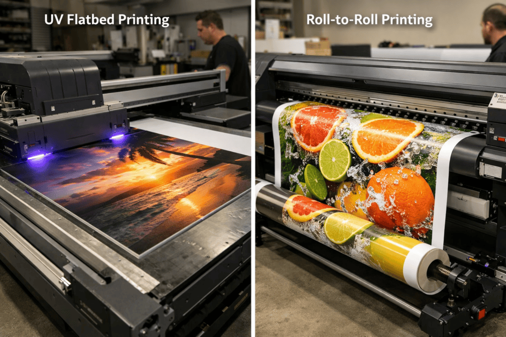UV Flatbed vs Roll-to-Roll Printing
